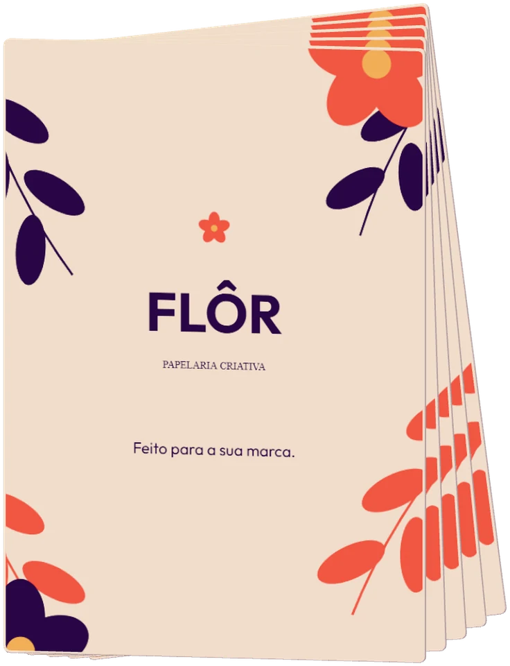 Panfletos personalizados com identidade visual floral.
