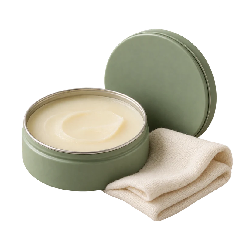 Balm para patinhas em lata verde com pano de algodão